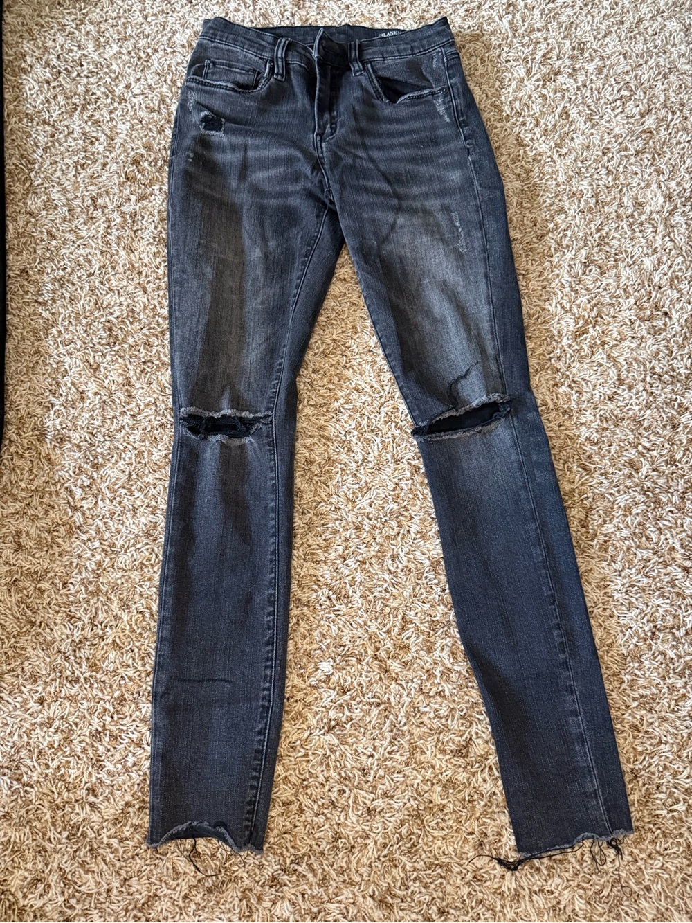 Blank NYC Washed Black Distressed Knee Skinny Jeans